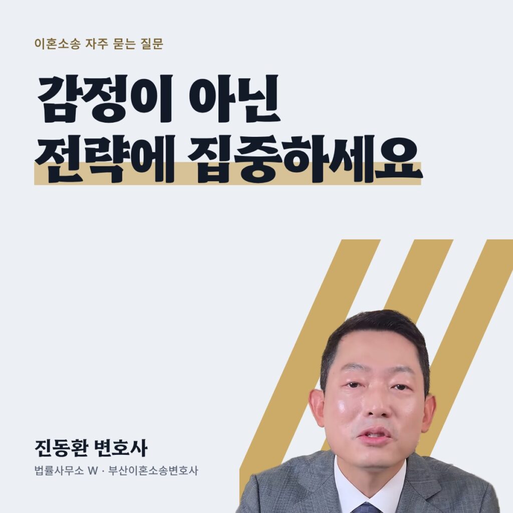 감정이 아닌 전략에 집중하세요 - 부산이혼소송변호사 진동환