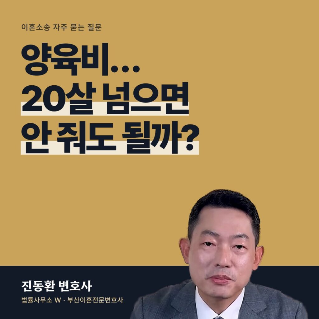 양육비… 20살 넘으면 안 줘도 될까? - 부산이혼전문변호사 진동환