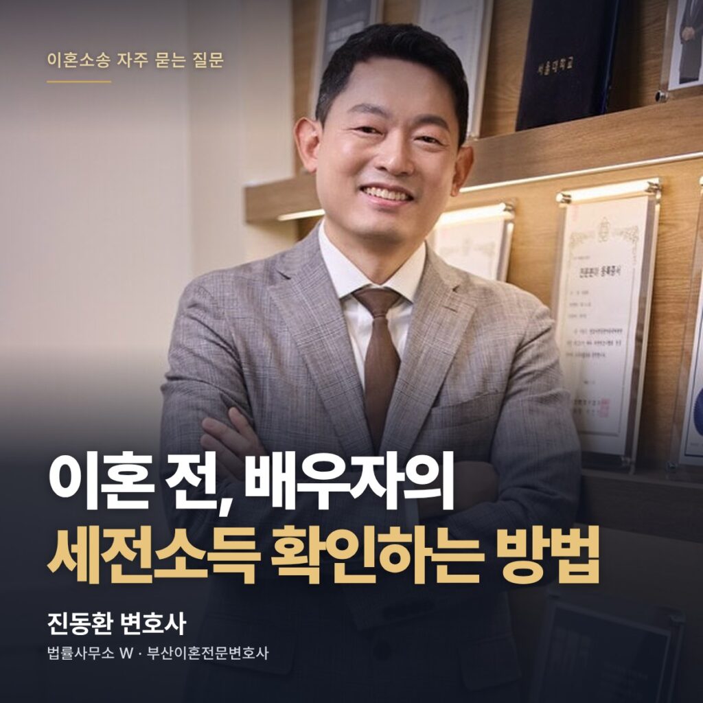이혼 전, 배우자의 세전소득 확인하는 방법 - 부산이혼전문변호사 진동환