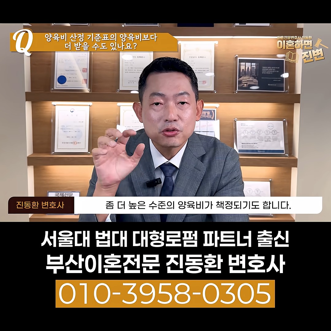 사정을 반영해 더 높은 수준의 양육비가 책정되기도 한다고 설명하는 장면