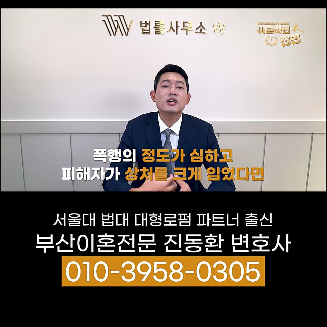 폭행의 정도가 심하고 상처가 크면 한 번이라도 이혼 사유가 될 수 있다고 설명하는 장면