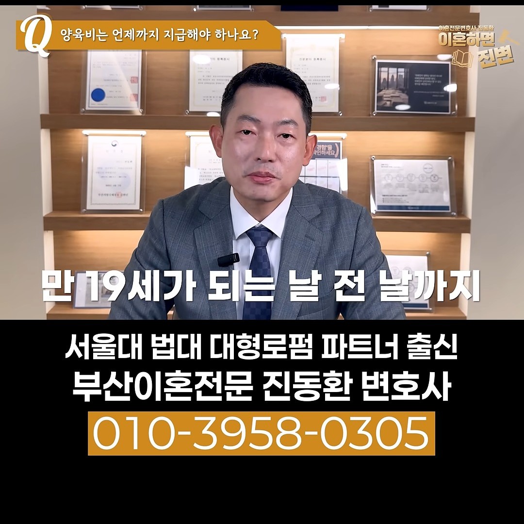 양육비 몇 살까지, 만 19세가 되는 날 전날까지 - 부산이혼전문변호사 진동환