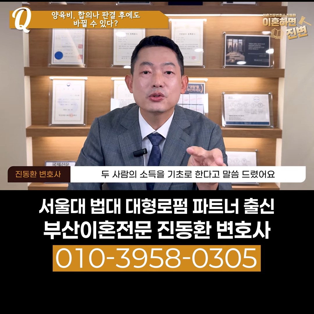 양육비는 처음 정할 때 두 사람의 소득을 기초로 한다고 설명하는 진동환 변호사