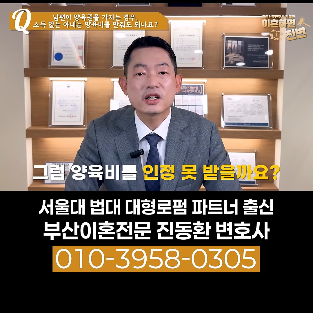 소득 없으면 양육비를 못 받는지 묻는 장면 - 부산이혼전문변호사 진동환