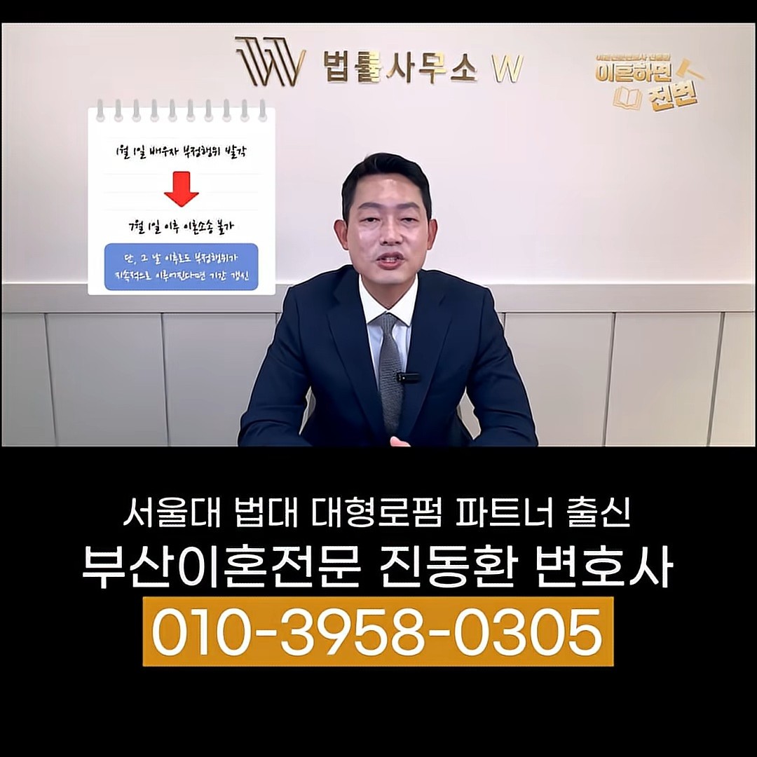 외도를 발견한 날부터 6개월이 지나면 그 사유로 이혼소송이 어렵고 외도가 계속되면 기간이 새로 시작된다는 그림