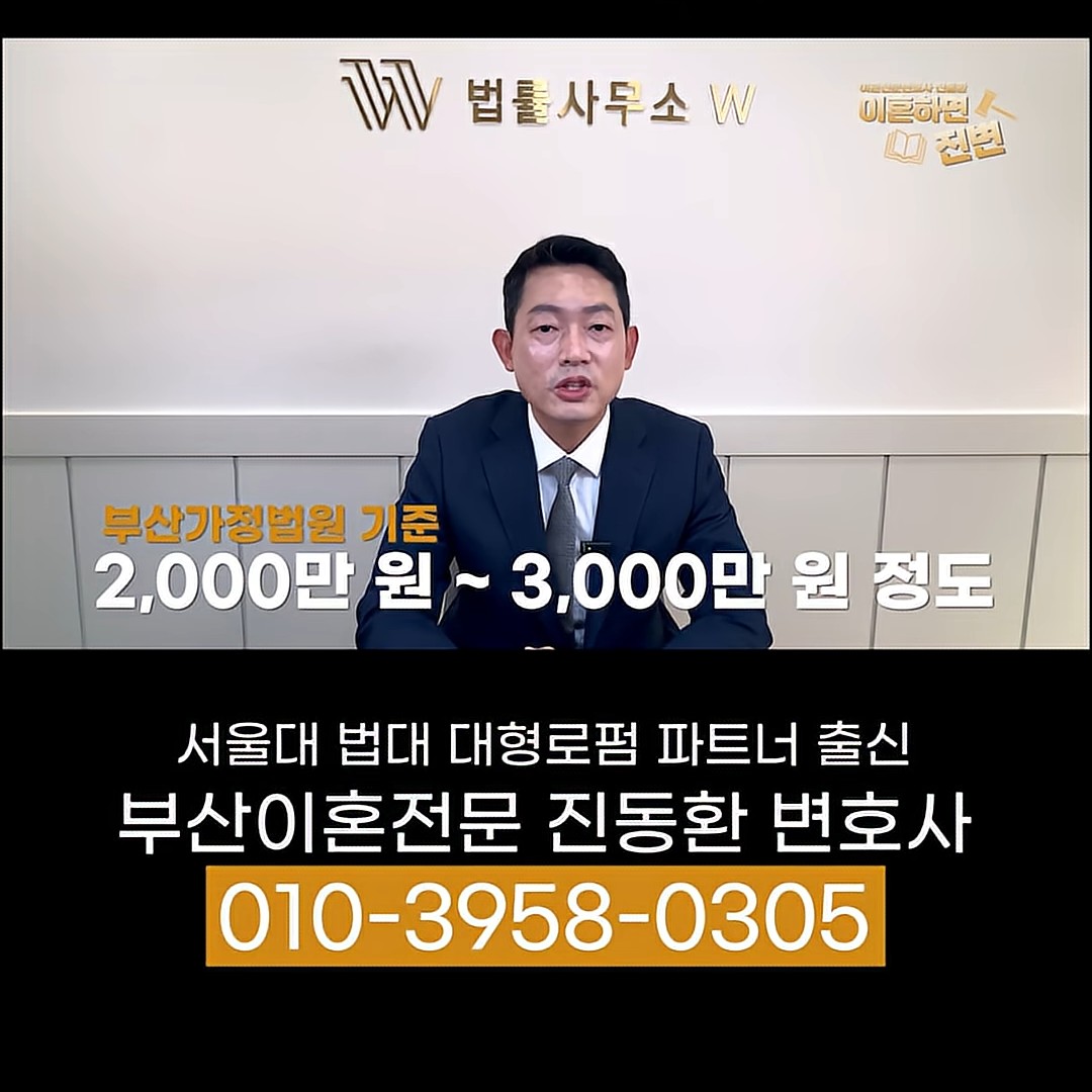 부정행위 위자료가 부산가정법원 기준 2,000만~3,000만 원 정도라고 설명하는 진동환 변호사