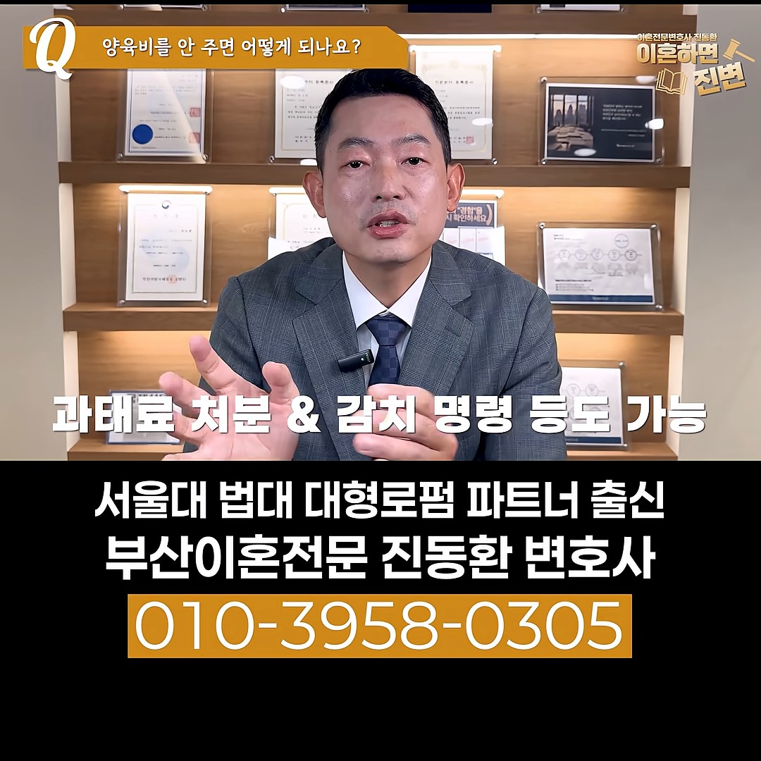 개인사업자나 소득이 불분명한 경우 과태료 처분과 감치 명령도 가능하다고 설명하는 장면